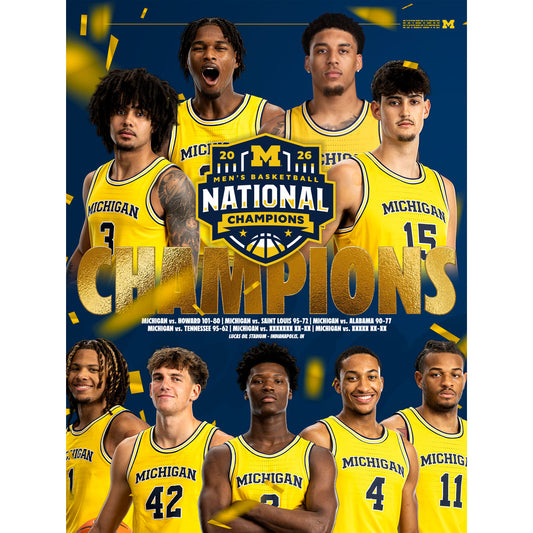 University of Michigan Basketball 2025-2026 National Champions Poster