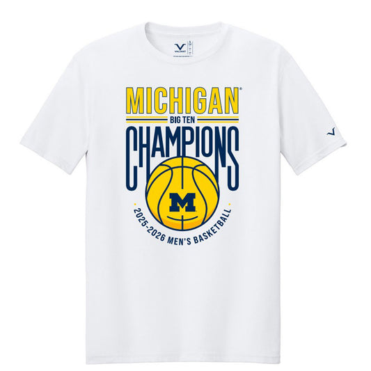 Valiant University of Michigan Men's Basketball 2025-2026 Big Ten Regular Season Champions White Tee