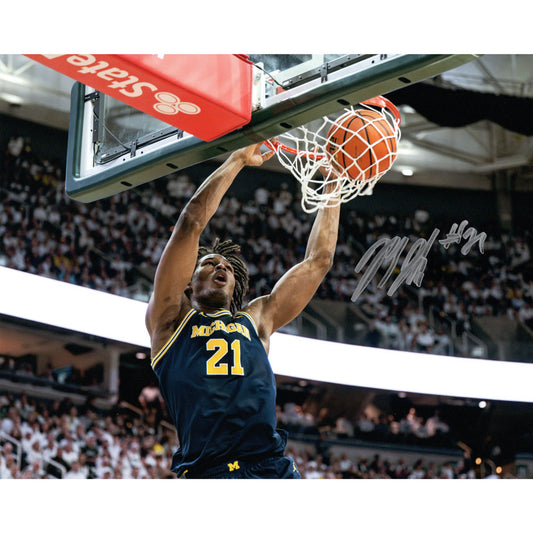 University of Michigan Basketball Morez Johnson Jr. Autographed 8x10 2024 vs. MSU
