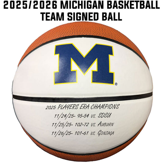 2025/2026 University of Michigan Men's Basketball Team Signed Basketball (including Dusty May) with Players Era Champions Inscription and Scores (Limited Edition of 50)