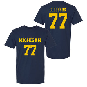 Valiant University of Michigan Lacrosse Kade Goldberg #77 Jersey Tee