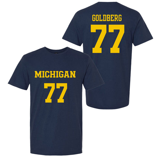 Valiant University of Michigan Lacrosse Kade Goldberg #77 Jersey Tee