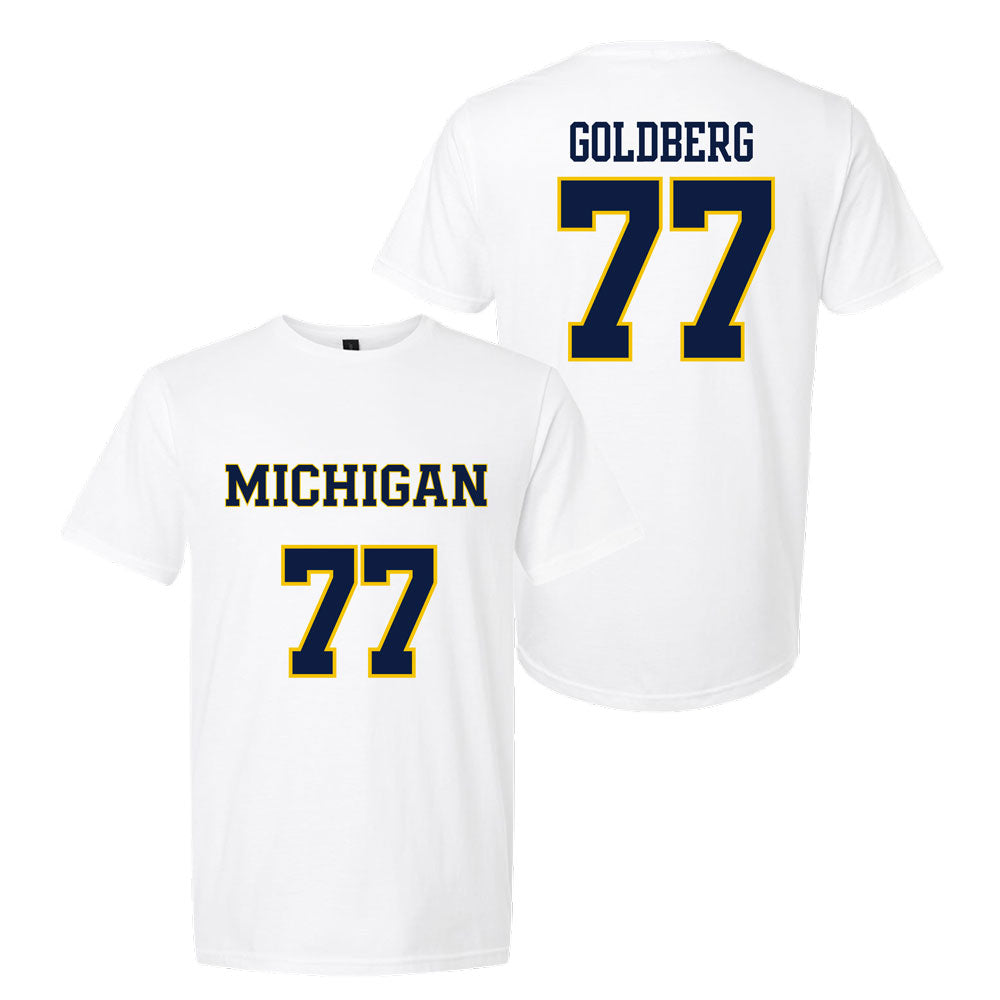 Valiant University of Michigan Lacrosse Kade Goldberg #77 Jersey Tee