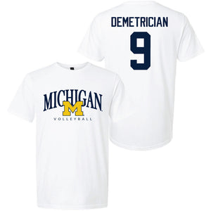 Valiant University of Michigan Volleyball Ella Demetrician #9 M/Michigan Sport Tee