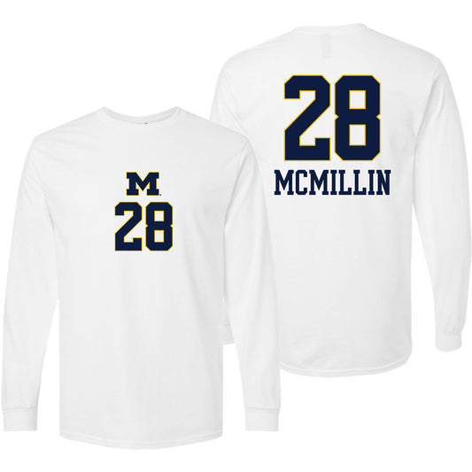 Valiant University of Michigan Volleyball Trixie McMillin #28 White Long Sleeve Jersey Tee