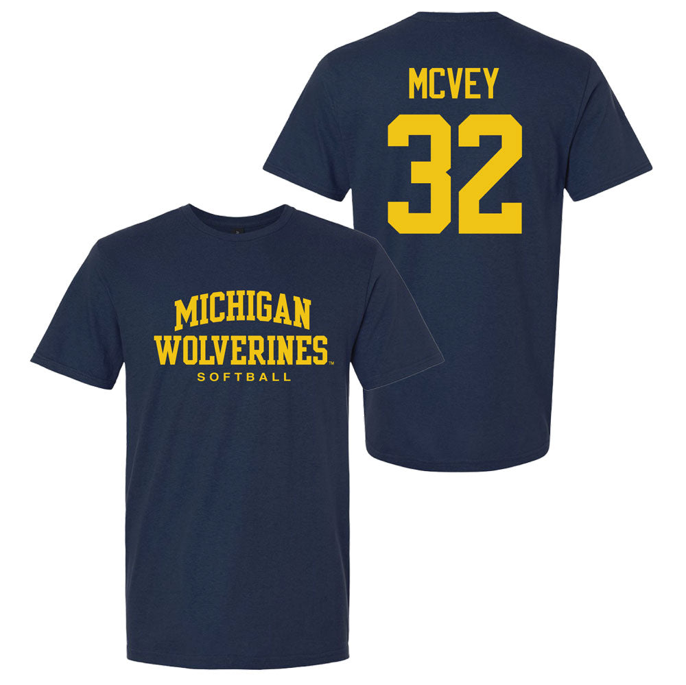 Valiant University of Michigan Softball Ella McVey #32 Wolverines Sport Tee