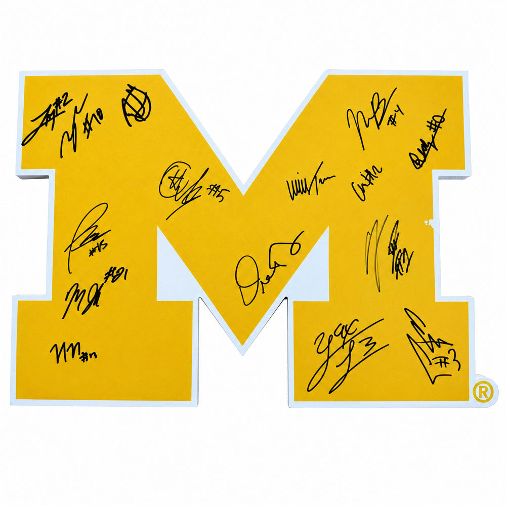 Michigan Basketball 2025-26 National Championship Team-Signed NCAA Tournament Locker Room Block M Display