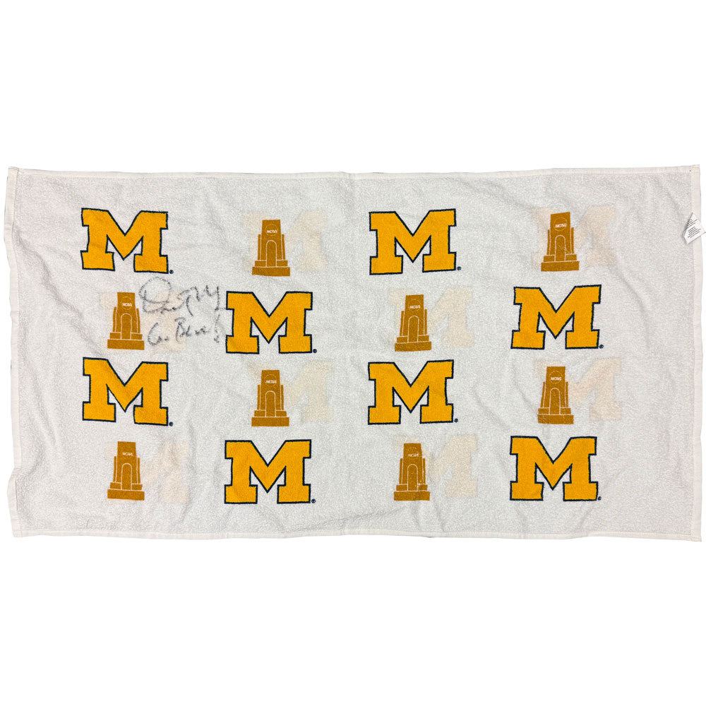 Michigan Basketball National Championship Team-Issued Towel – Autographed by Dusty May