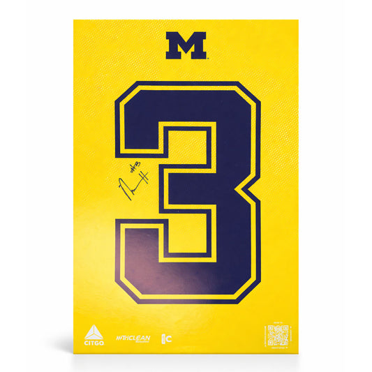 University of Michigan Basketball Mila Holloway Autographed "Three" Sign