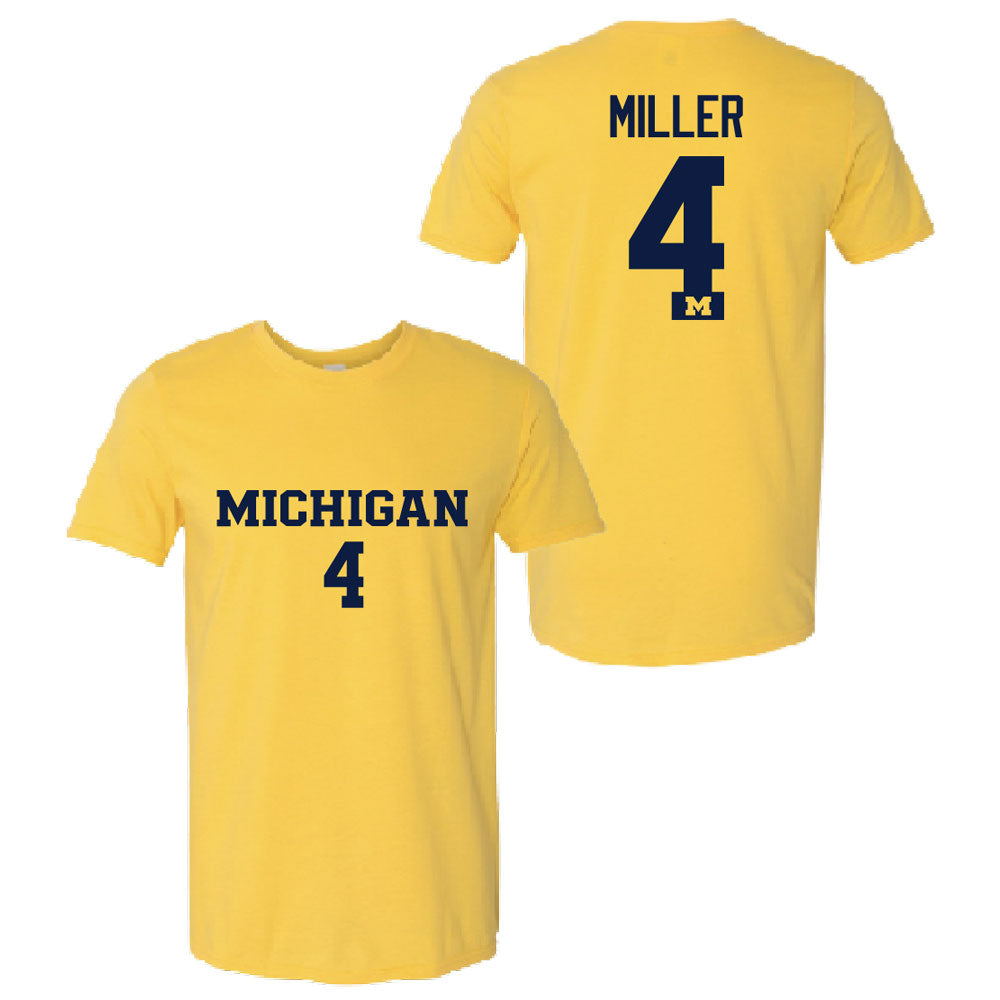 Valiant University of Michigan Soccer Nolan Miller #4 Jersey Tee