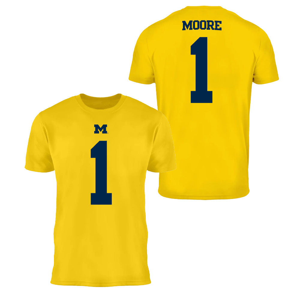 Valiant University of Michigan Football Rod Moore #1 Jersey Tee
