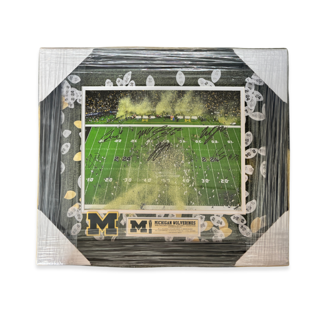 University of Michigan Framed 2023 National Championship Celebration Photo Autographed by Seven National Champions
