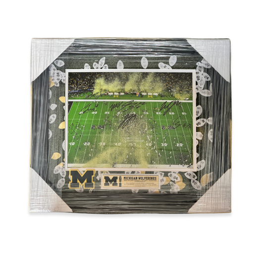 University of Michigan Framed 2023 National Championship Celebration Photo Autographed by Seven National Champions