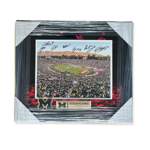 University of Michigan Framed 2024 Rose Bowl Photo Autographed by Seven National Champions