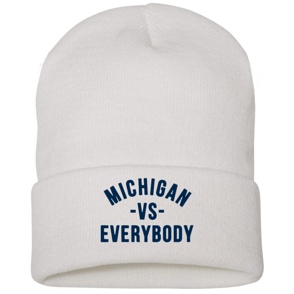 Valiant Brand x vs. Everybody University of Michigan vs. Everybody White Cuffed Knit Hat