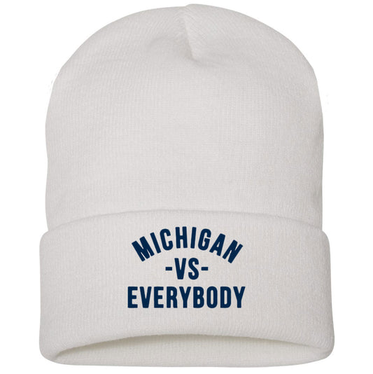 Valiant Brand x vs. Everybody University of Michigan vs. Everybody White Cuffed Knit Hat