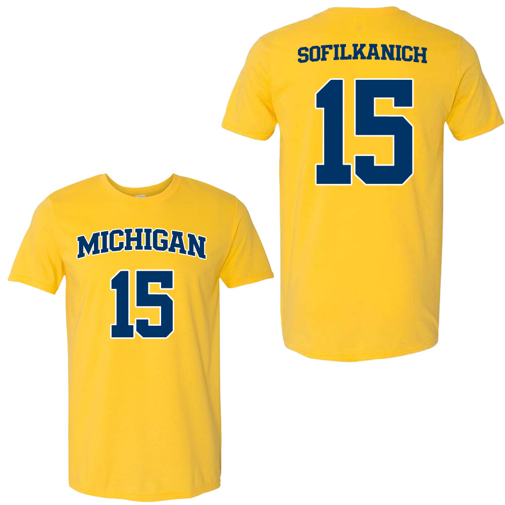 Valiant University of Michigan Women's Basketball Ashley Sofilkanich Jersey Tee