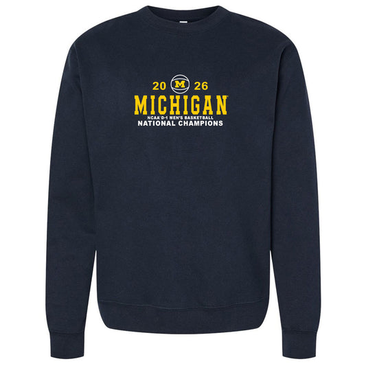 Valiant University of Michigan Men's Basketball 2025-2026 National Champions Embroidered Crewneck Sweatshirt