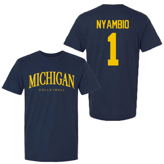 Valiant University of Michigan Volleyball Serena Nyambio #1 Wordmark Sport Tee