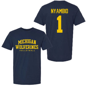 Valiant University of Michigan Volleyball Serena Nyambio #1 Wolverines Sport Tee
