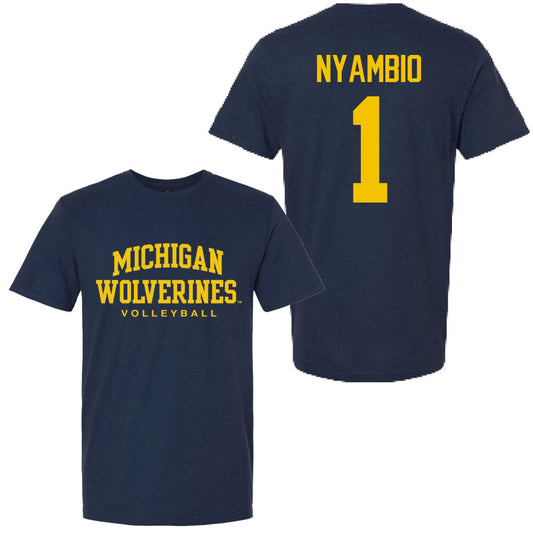 Valiant University of Michigan Volleyball Serena Nyambio #1 Wolverines Sport Tee