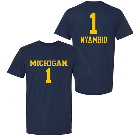 Valiant University of Michigan Volleyball Serena Nyambio #1 Navy Jersey Tee