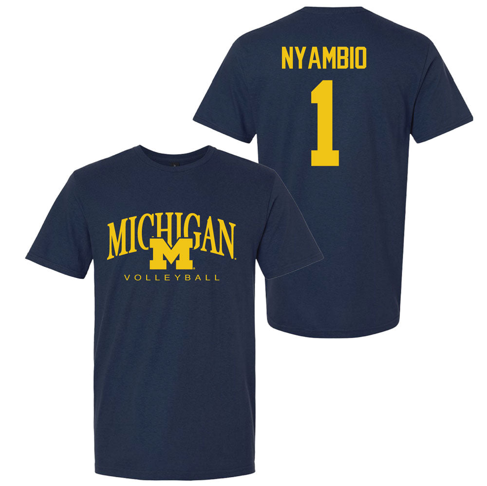 Valiant University of Michigan Volleyball Serena Nyambio #1 M/Michigan Sport Tee
