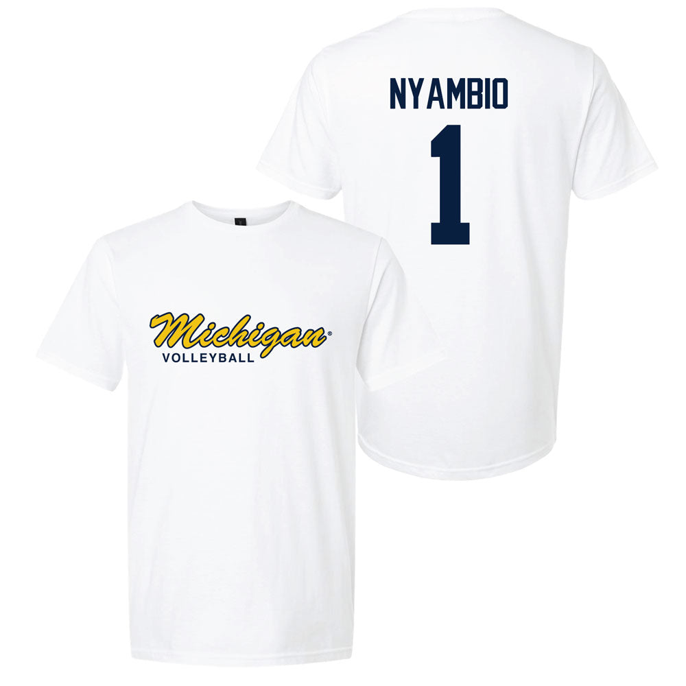 Valiant University of Michigan Volleyball Serena Nyambio #1 Script Michigan Sport Tee