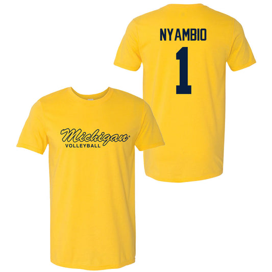 Valiant University of Michigan Volleyball Serena Nyambio #1 Script Michigan Sport Tee