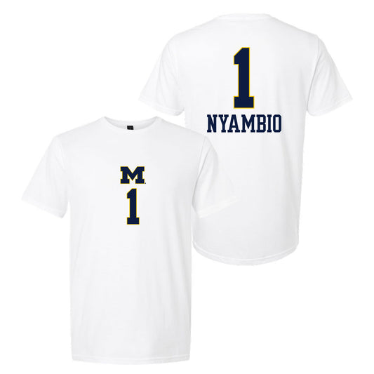 Valiant University of Michigan Volleyball Serena Nyambio #1 White Jersey Tee