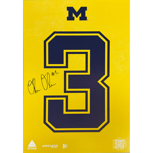 Olivia Olson Autographed University of Michigan Women's Basketball "3" Pointer Sign