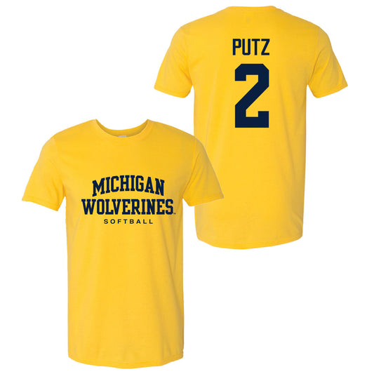 Valiant University of Michigan Softball Lauren Putz #2 Wolverines Sport Tee