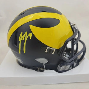 Riddell University of Michigan Speed Mini Helmet Autographed by JJ McCarthy