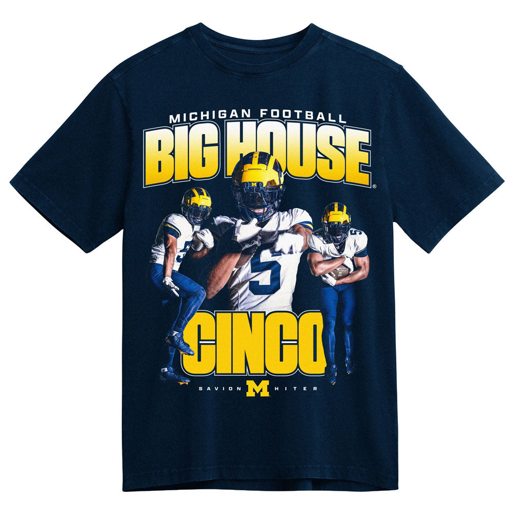 Valiant University of Michigan Savion Hiter ''Big House Cinco" Navy Youth Graphic Tee