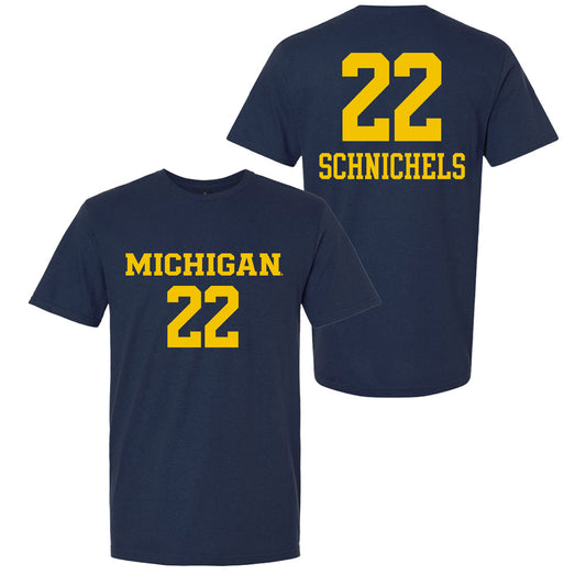 Valiant University of Michigan Volleyball Sydney Schnichels #22 Navy Jersey Tee