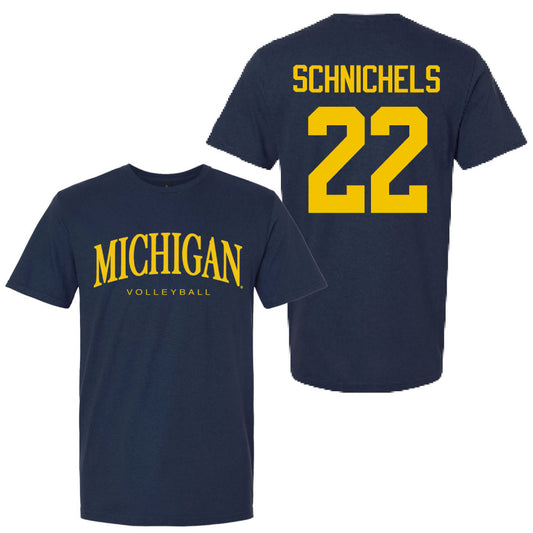 Valiant University of Michigan Volleyball Sydney Schnichels #22 Wordmark Sport Tee
