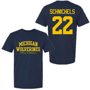 Valiant University of Michigan Volleyball Sydney Schnichels #22 Wolverines Sport Tee