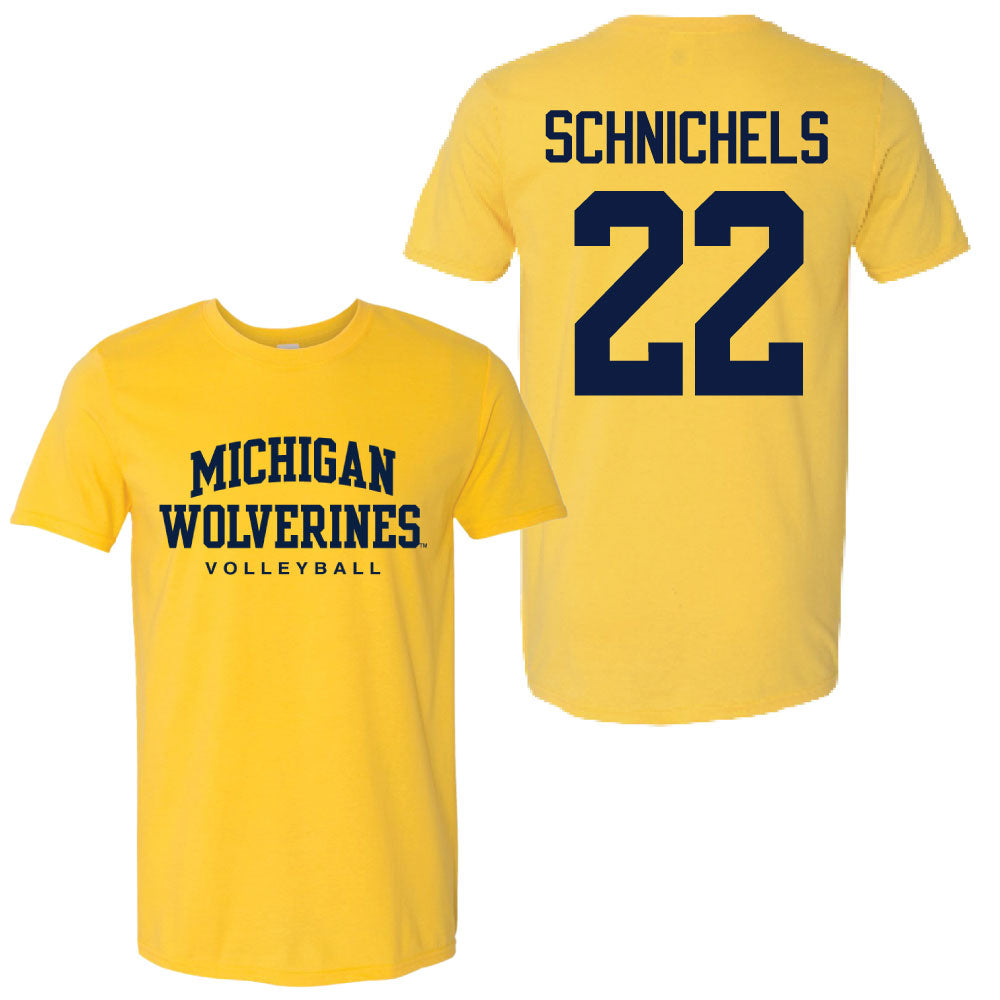 Valiant University of Michigan Volleyball Sydney Schnichels #22 Wolverines Sport Tee