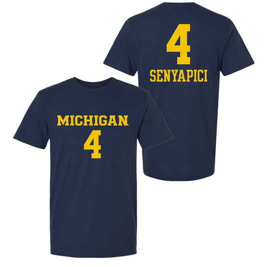 Valiant University of Michigan Volleyball Ece Senyapici #4 Navy Jersey Tee