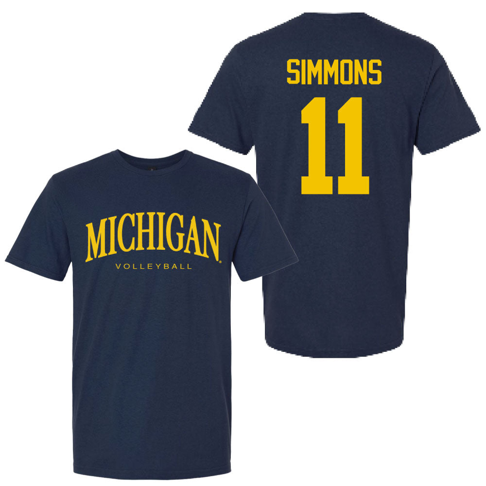Valiant University of Michigan Volleyball Amalia Simmons #11 Wordmark Sport Tee