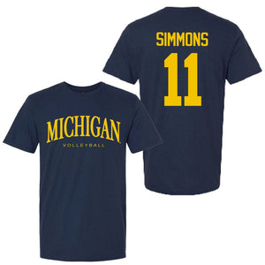 Valiant University of Michigan Volleyball Amalia Simmons #11 Wordmark Sport Tee