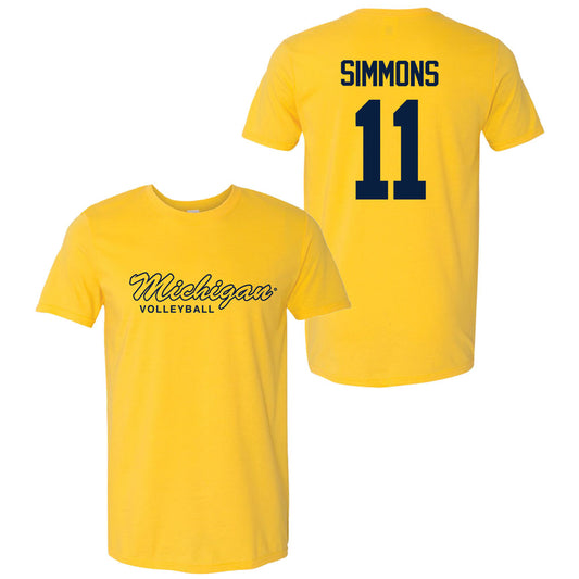 Valiant University of Michigan Volleyball Amalia Simmons #11 Script Michigan Sport Tee