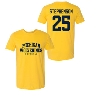 Valiant University of Michigan Softball Ella Stephenson #25 Wolverines Sport Tee