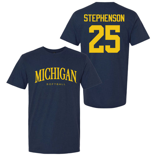 Valiant University of Michigan Softball Ella Stephenson #25 Wordmark Sport Tee