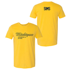 Valiant University of Michigan Swimming & Diving Arabella Sims Script Michigan Sport Tee