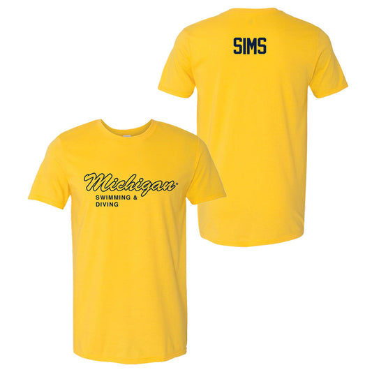 Valiant University of Michigan Swimming & Diving Arabella Sims Script Michigan Sport Tee