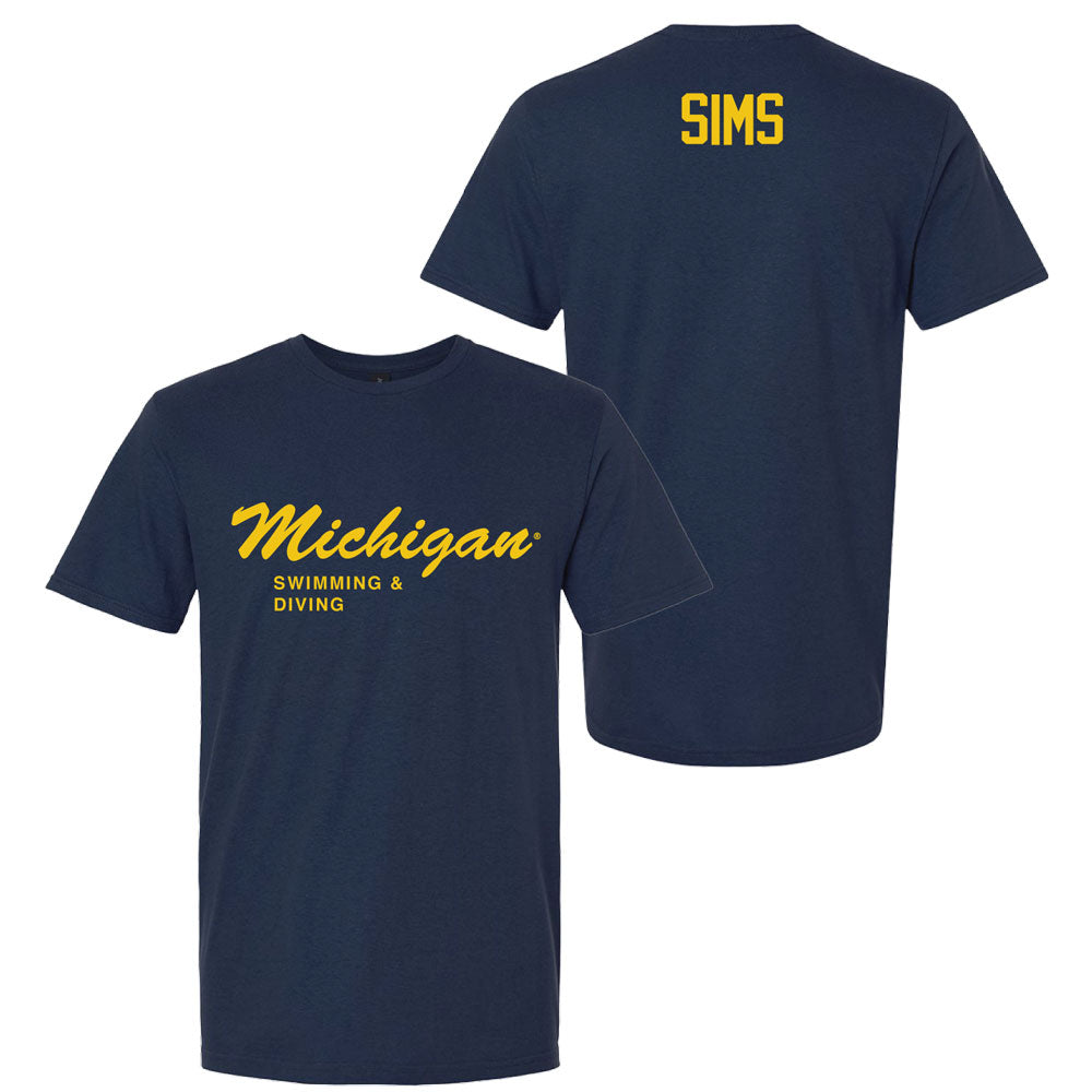 Valiant University of Michigan Swimming & Diving Arabella Sims Script Michigan Sport Tee