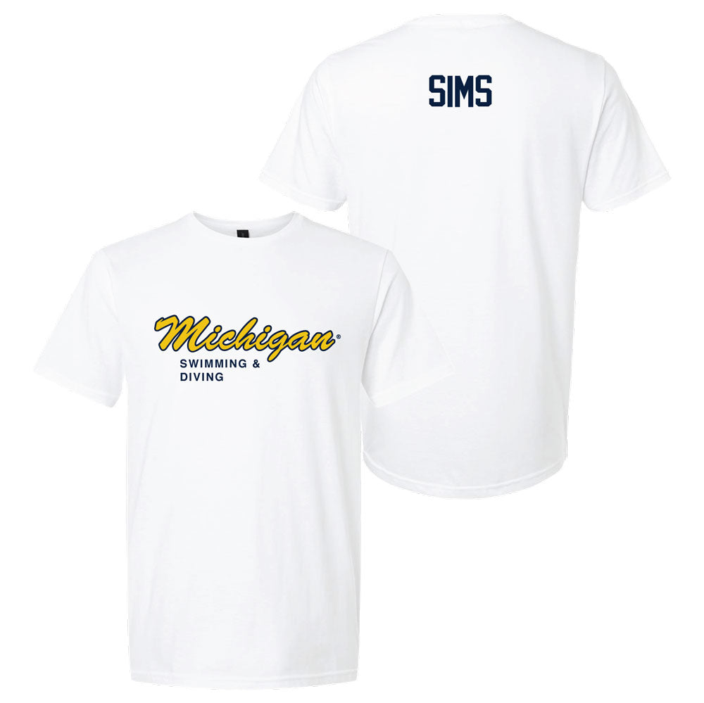 Valiant University of Michigan Swimming & Diving Arabella Sims Script Michigan Sport Tee
