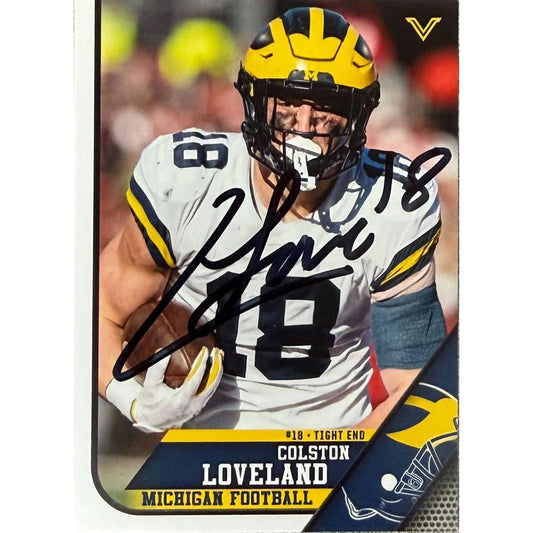 University of Michigan Football Colston Loveland Autographed Valiant 2023 Base Trading Card