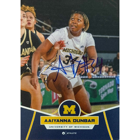 Onit University of Michigan Women's Basketball Aaiyanna Dunbar Autographed Blue Base Trading Card